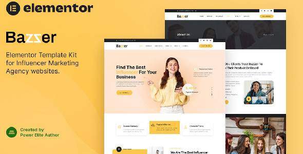 Bazzer-–-Influencer-Marketing-Agency-Elementor-Template-Kit Bazzer – Influencer Marketing Agency Elementor Template Kit - Image 1