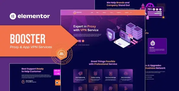 Booster-Proxy-App-VPN-Service-Elementor-Template-Kit Booster – Proxy & App VPN Service Elementor Template Kit - Image 1