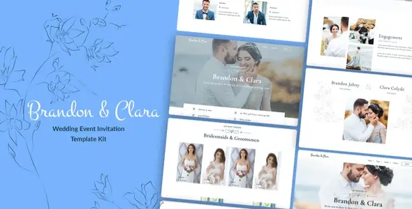 Brandon-Clara-Wedding-Event-Invitation-Elementor-Template-Kit Brandon & Clara – Wedding Event Invitation Elementor Template Kit - Image 1