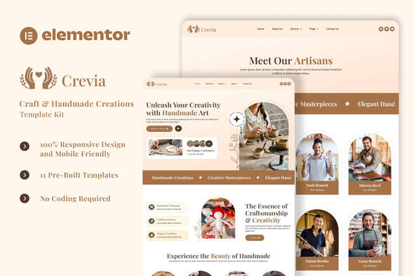 Crevia Crevia - Craft & Handmade Creations Elementor Template Kit - Image 1