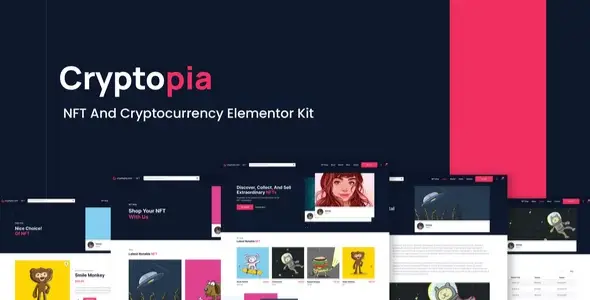 Cryptopia-NFT-Crypto-Sales-Elementor-Template-Kit Cryptopia – NFT Crypto Sales Elementor Template Kit - Image 1