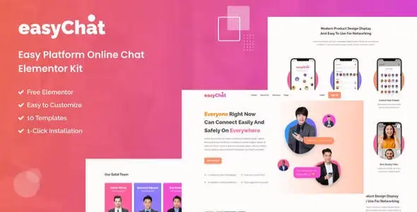 EasyChat-Online-App-Startup-Elementor-Template-Kit EasyChat – Online App Startup Elementor Template Kit - Image 1