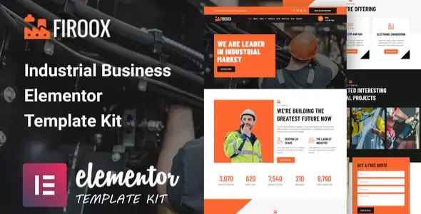 Firoox-Industrial-Business-Elementor-Template-Kit Firoox – Industrial Business Elementor Template Kit - Image 1