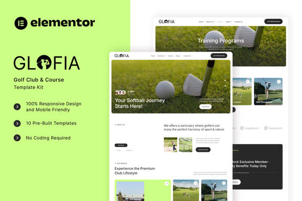 Glofia Glofia - Golf Club & Course Elementor Template Kit - Image 1