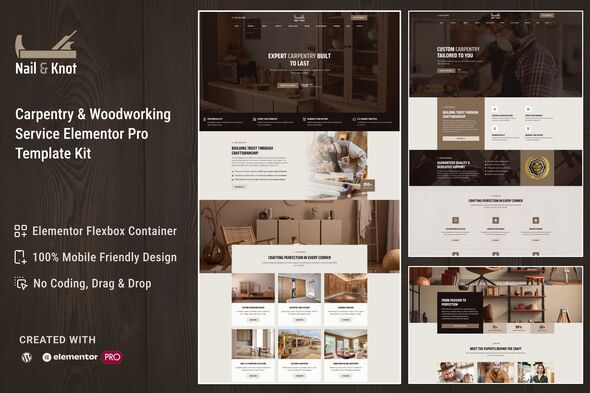 NailKnot Nail&Knot - Carpentry & Woodworking Service Elementor Pro Template Kit - Image 1