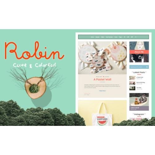 Robin-–-Cute-Colorful-Blog-Theme Robin – Cute & Colorful Blog Theme - Image 1
