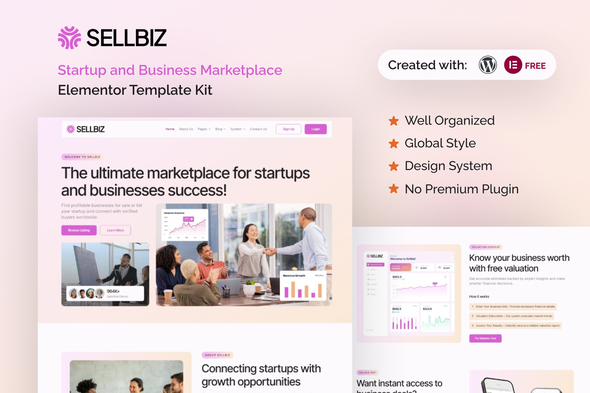 Sellbiz Sellbiz - Startup and Business Marketplace Elementor Template Kit - Image 1