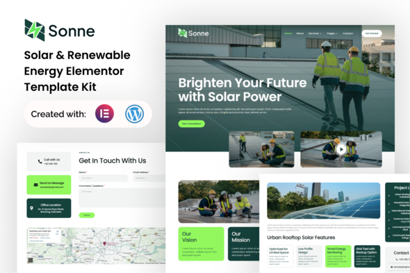 Sonne Sonne - Solar & Renewable Energy Elementor Template Kit - Image 1