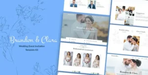 Brandon & Clara – Wedding Event Invitation Elementor Template Kit