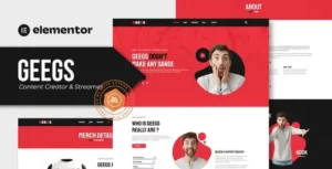 Geegs – Content Creator & Streamer Elementor Template Kit