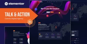 Talk & Action – Colorful Digital Agency Elementor Template Kit