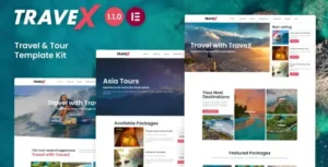 TraveX – Travel & Tour Agency Elementor Template Kit